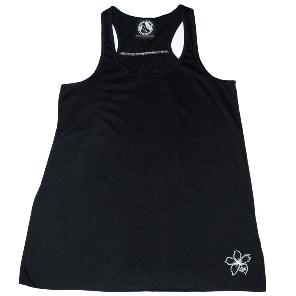 Womens Black Hibiscus Racerback Tank