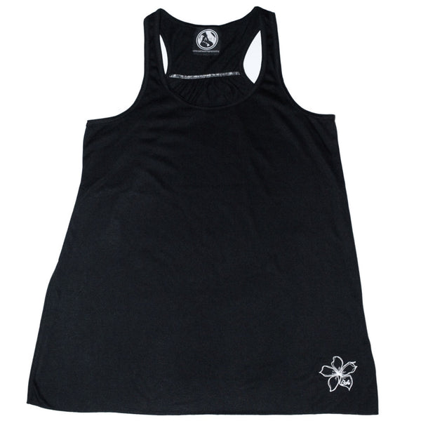 Womens Black Hibiscus Racerback Tank